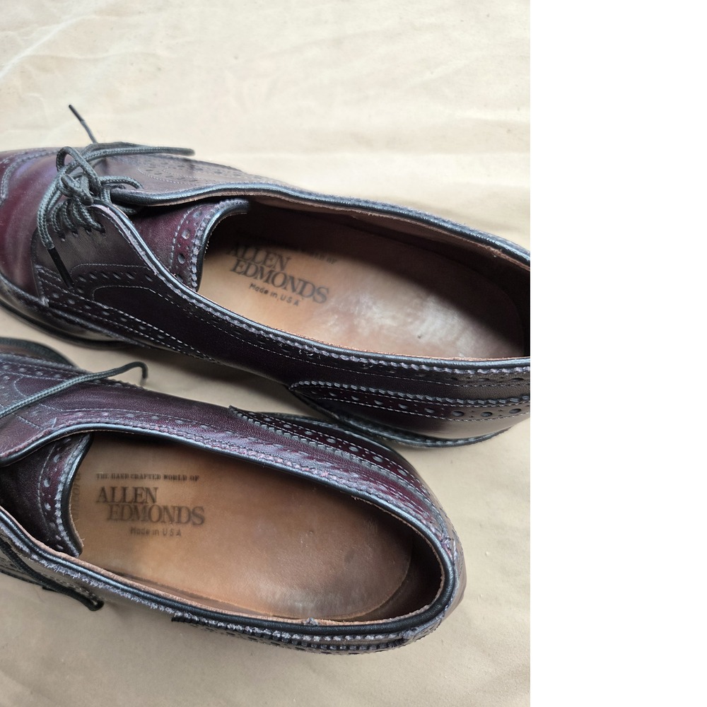 Allen Edmonds Concord Burgundy Leather Wingtip Oxford Mens Size 6.5D Dress - Picture 5 of 13